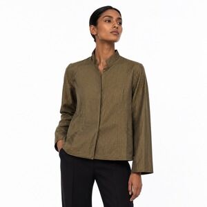 Womens Brown 100% Silk Lightweight Jacket Lined Size M/L Boho Natural Minimalist